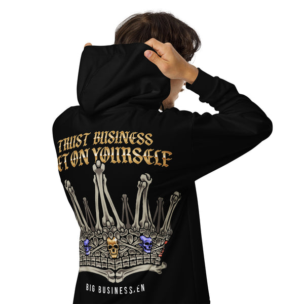 BBM Trust Business Bet On Yourself Bone Crown All-Over Print Zip Hoodie - Premium Motivational Streetwear