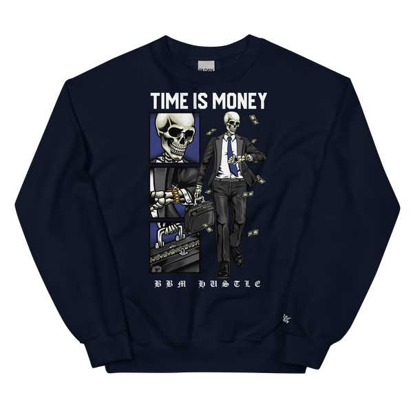 BBM Time Is Money Suited Skeleton Crewneck Sweatshirt - Motivational Hustle Streetwear