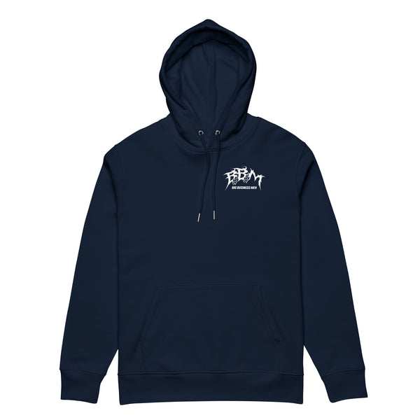 BBM In Business I Trust Skeleton Praying Hands Hoodie Navy & Gray/  White Letters - Motivational