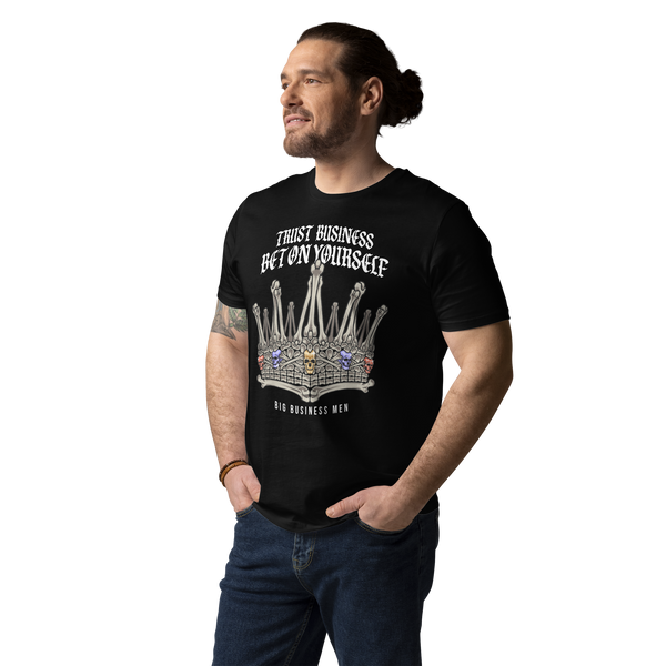 BBM Trust Business Bet On Yourself Bone Jeweled Crown T-Shirt White Letters - Motivational Apparel