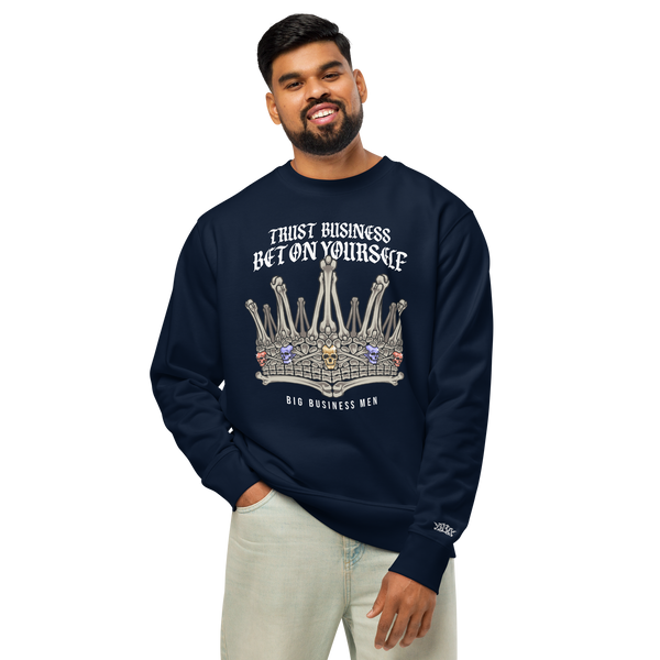 BBM Trust Business Bet On Yourself Bone Jeweled Crown Sweatshirt - Motivational Apparel