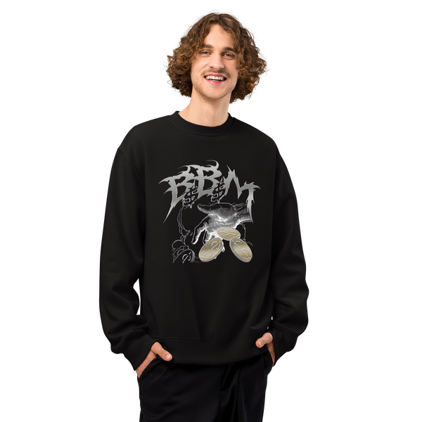 BBM Hand Throwing Coin Front Oversized Heavyweight Sweatshirt - Motivational Apparel
